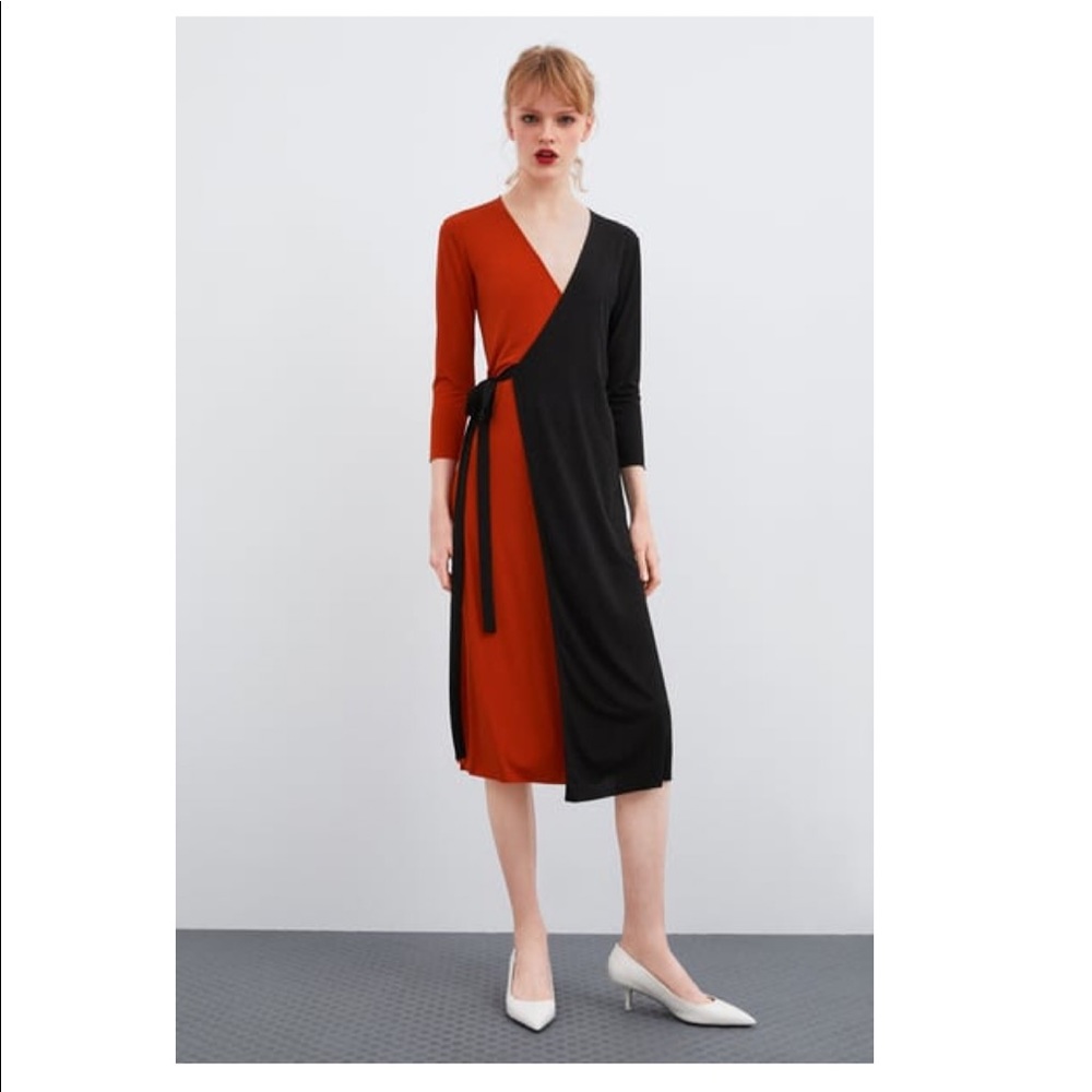NWT ZARA WRAP MIDI DRESS